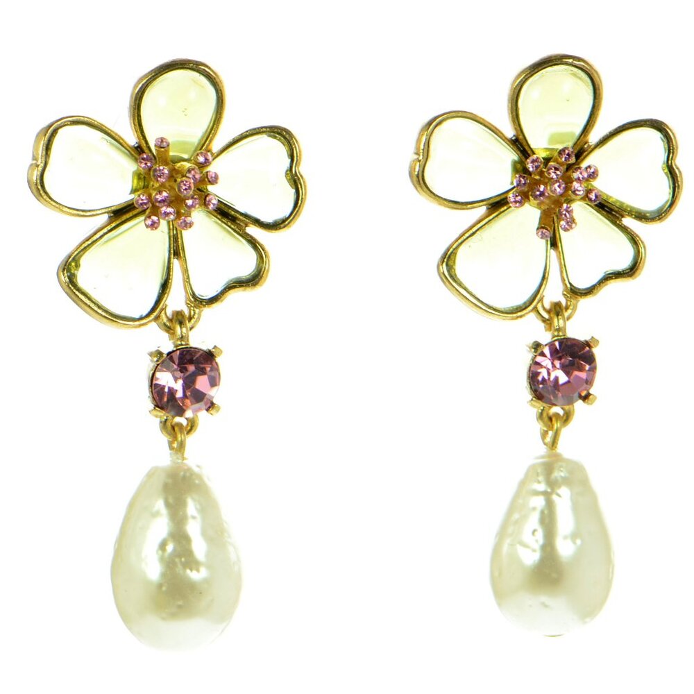 Oscar de la Renta Cloudy Resin Pearl Drop Earrings - Picture 3 of 10